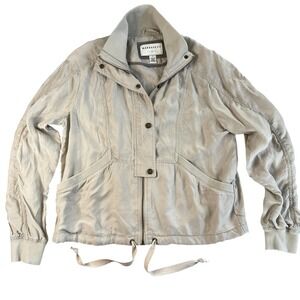 Marrakech Anthropologie Bomber Crop Lightweight Utility Jacket Women Small Tan